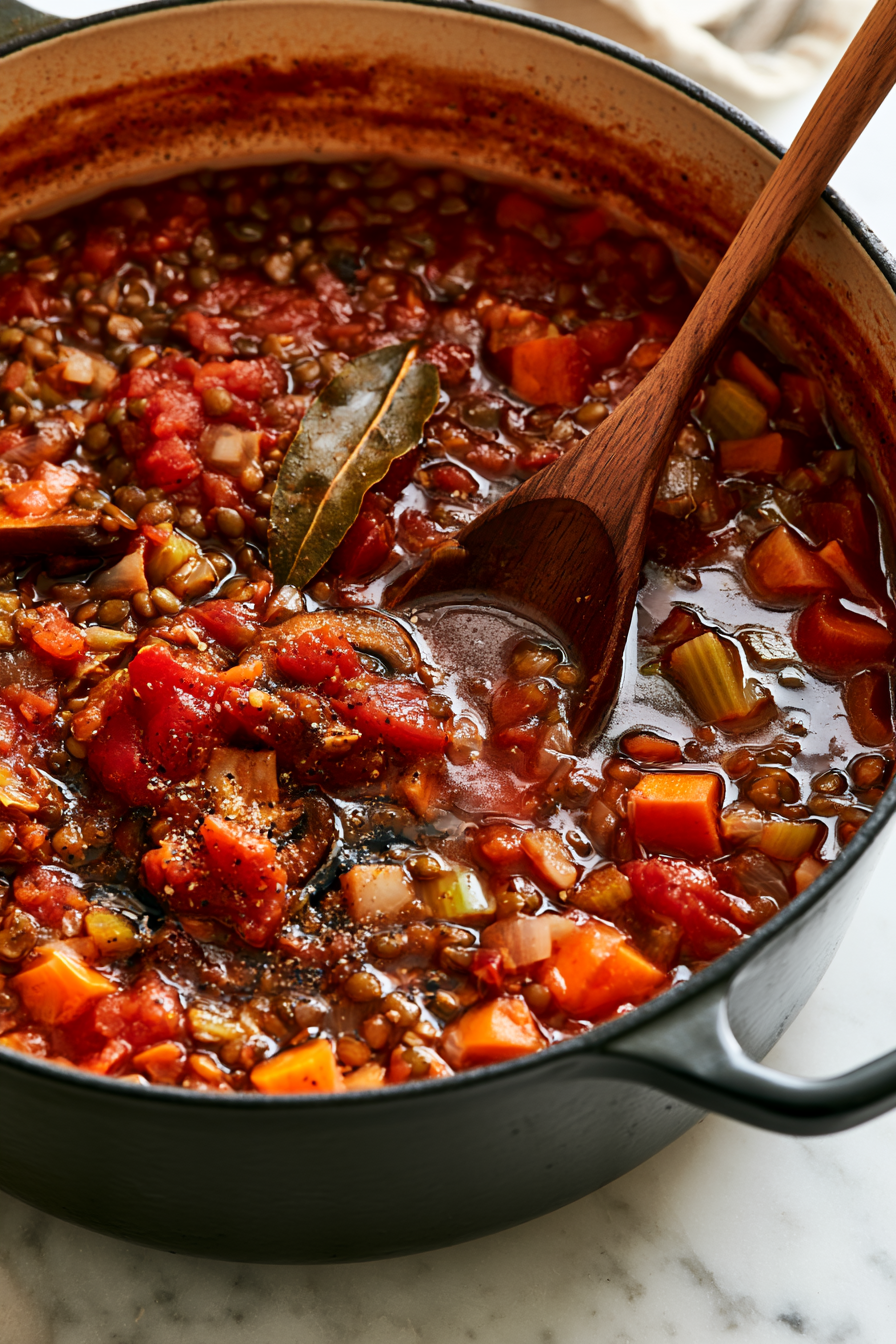 Bring to a gentle boil, then reduce heat and simmer uncovered for 30 to 35 minutes, stirring occasionally, until the lentils are tender and the ragout is thick
