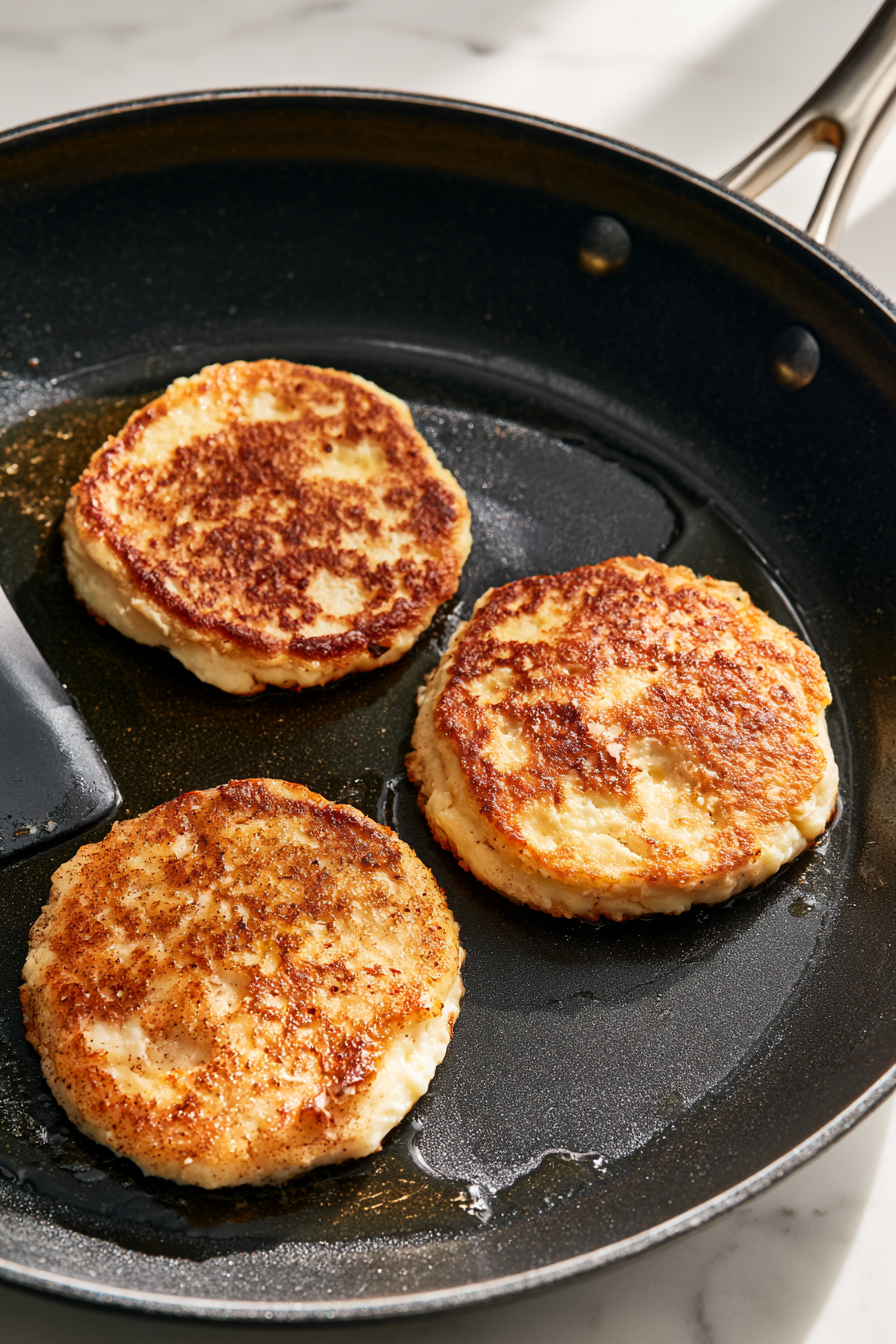 Carefully slide a thin spatula underneath each pancake and flip. Cook for another 1–2 minutes