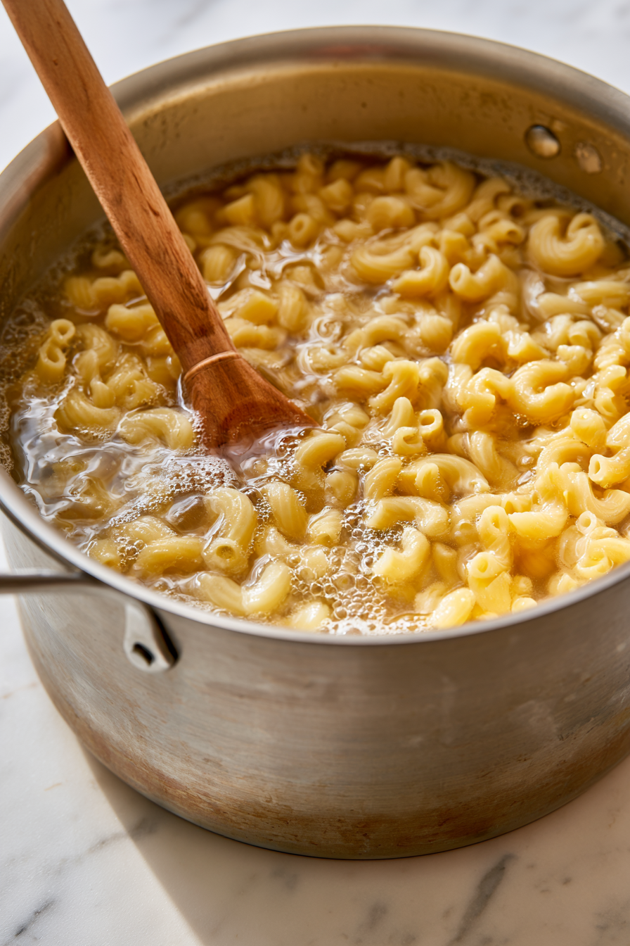 Cook the macaroni according to the package directions until just tender, being careful not to overcook it