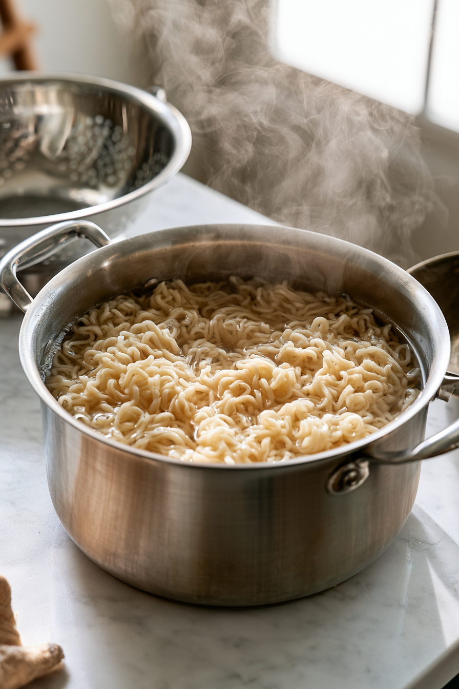 Cook the ramen noodles according to the package instructions. Drain well and divide between serving bowls