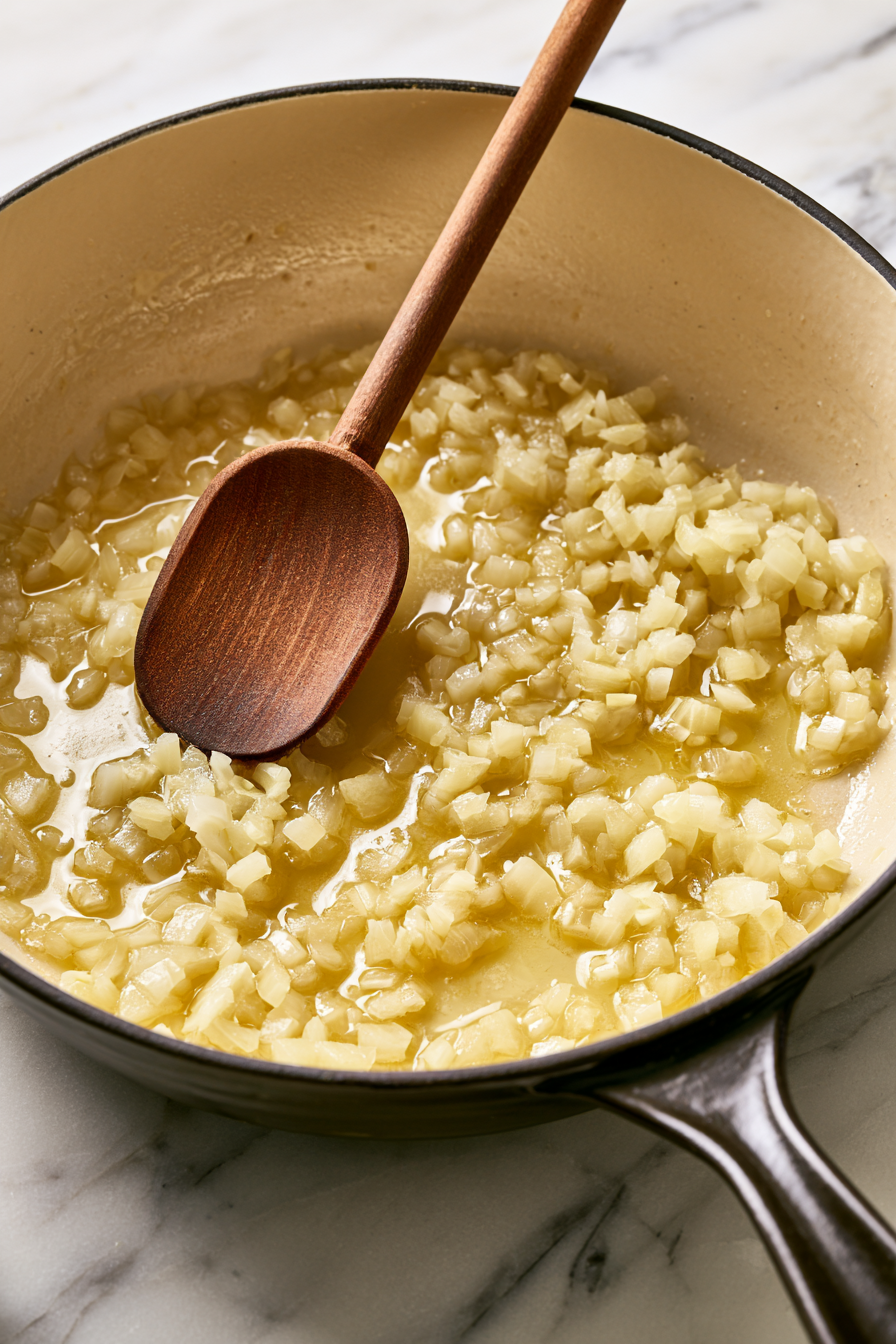 Heat the vegan butter in a large skillet over medium heat. Add the onion and cook for about 5 minutes until softened
