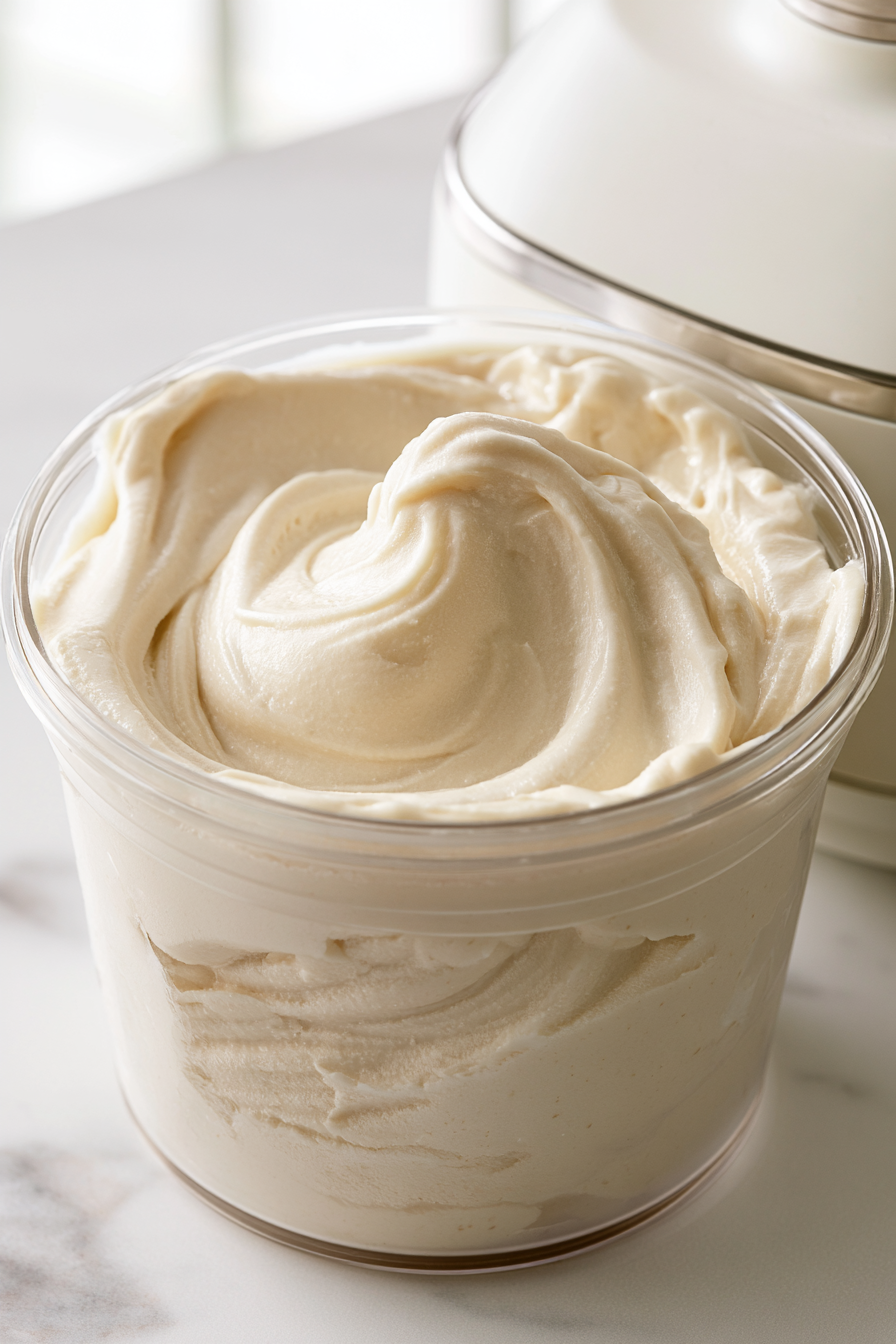If the ice cream looks crumbly after the first spin, add 1–2 tablespoons of milk and use the Re-Spin function until smooth and creamy