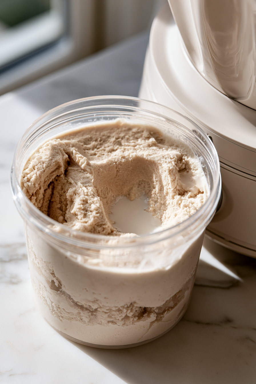 Place it in the Ninja Creami and select Lite Ice Cream