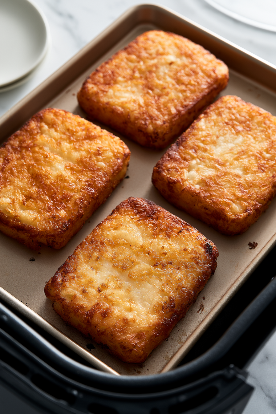 Prepare the hash brown patties according to the package directions until golden and crisp