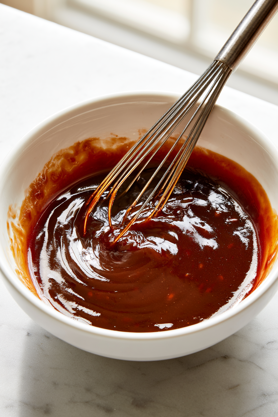 Prepare the sauce by whisking together dark soy sauce