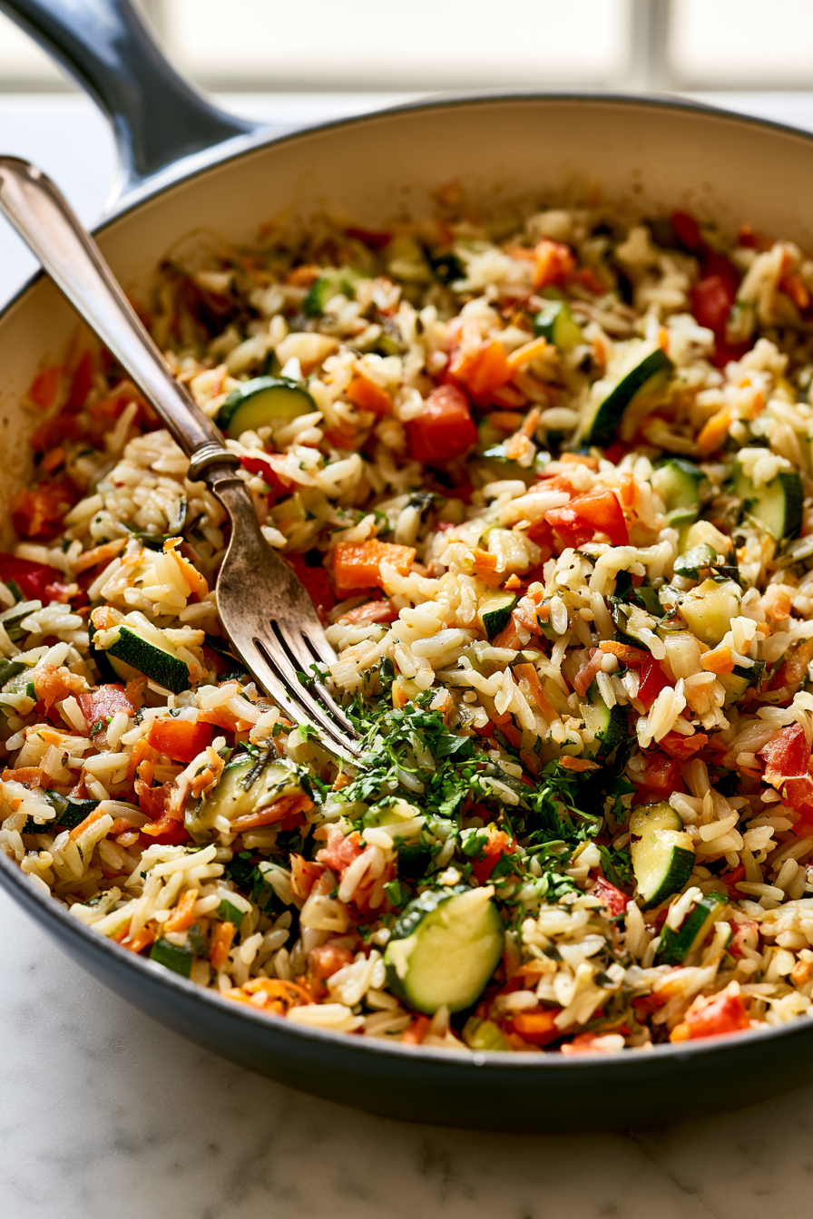Remove from the heat and let the pilaf rest, covered, for 10 minutes