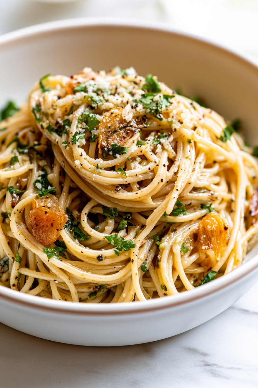 Serve Vegan Spaghetti Aglio e Olio
