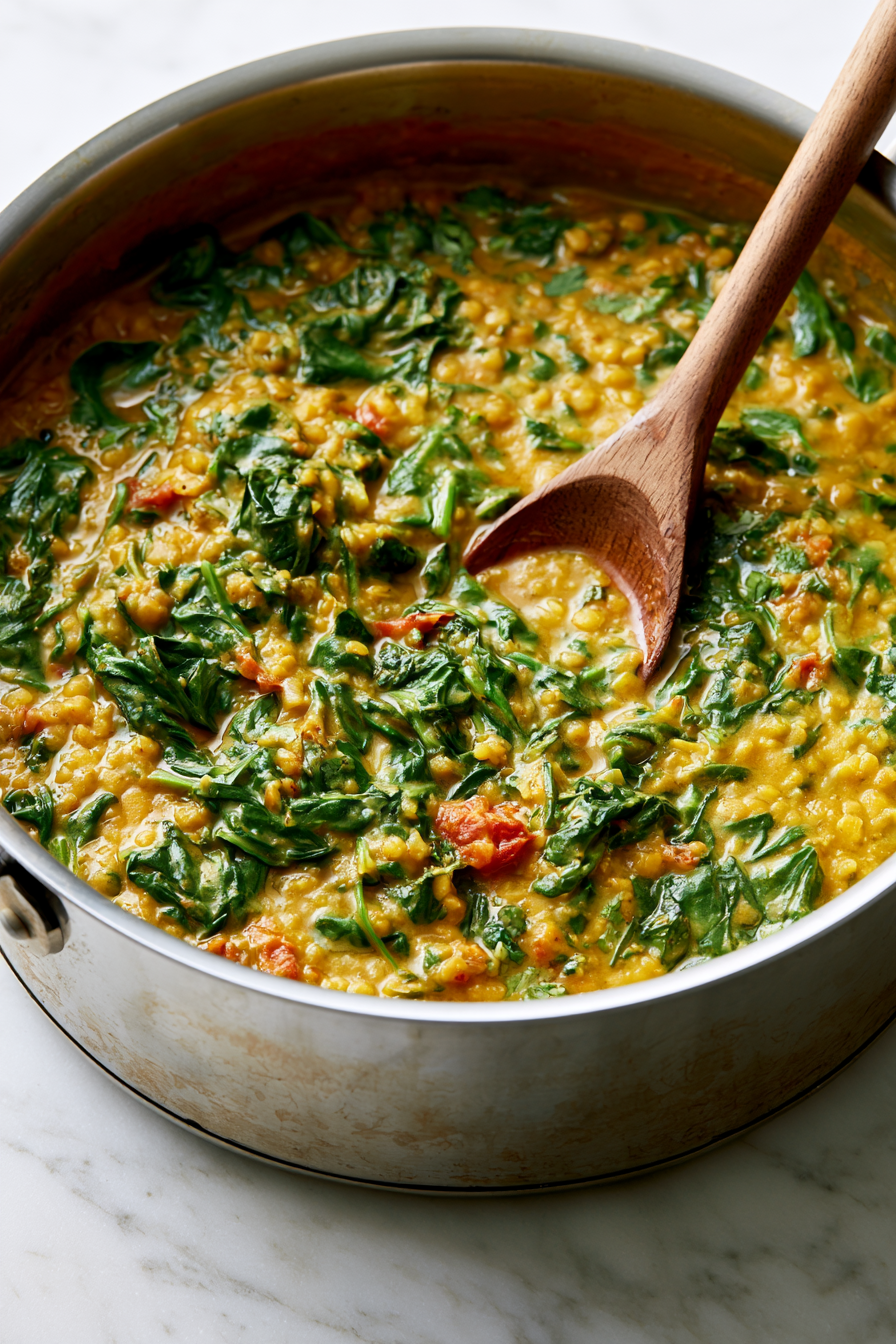 Stir in the spinach and cook for 2 to 3 minutes until wilted. Add lemon juice and cilantro, then adjust the seasoning to taste