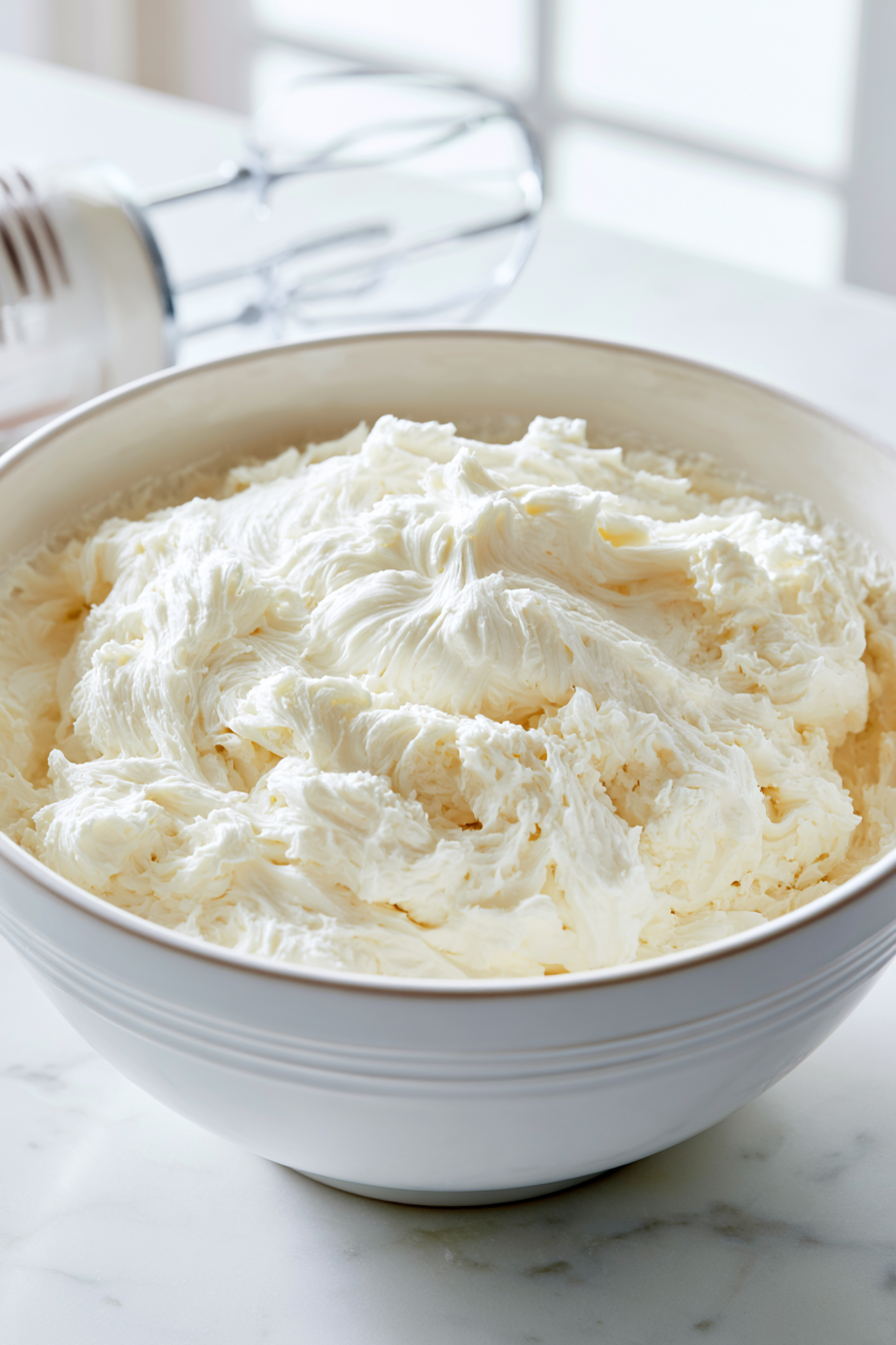 To make the frosting, beat the cream cheese and butter until smooth and creamy