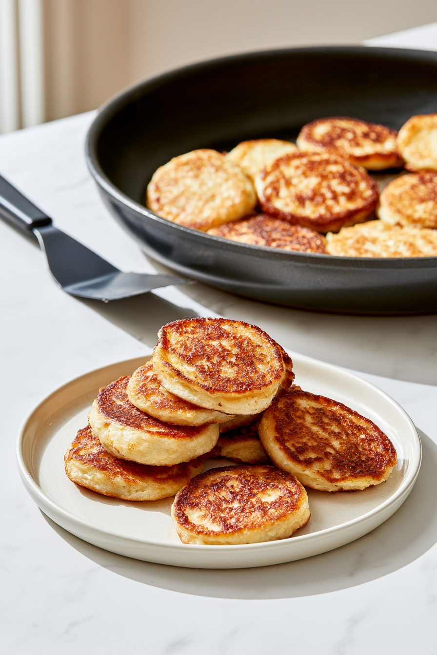 Transfer the finished pancakes to a plate and repeat with the remaining batter, lightly greasing the skillet again when necessary