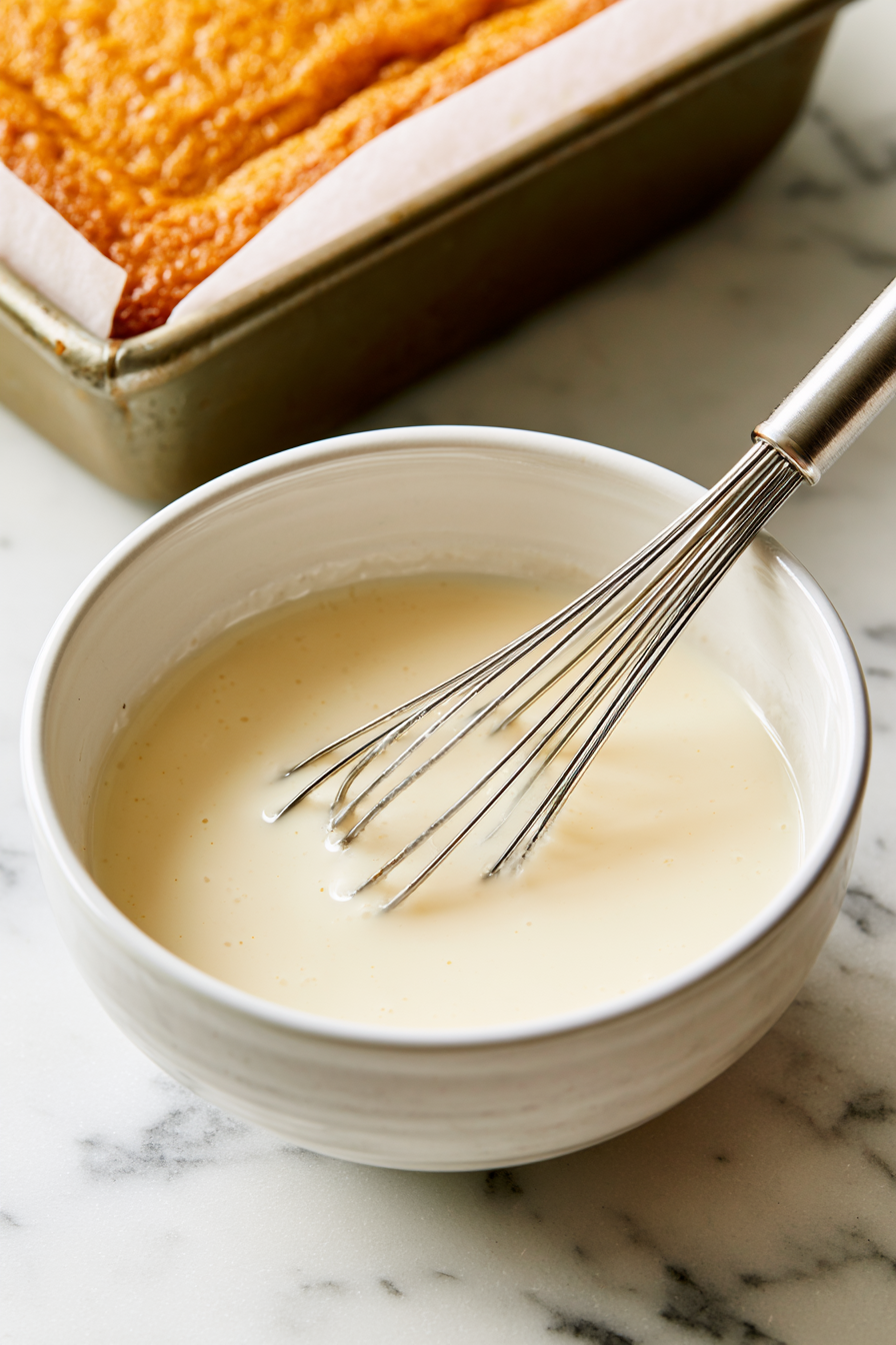 While the cake cools, make the vanilla glaze. Whisk the confectioners’ sugar, milk, vanilla extract, and salt together in a small bowl until smooth