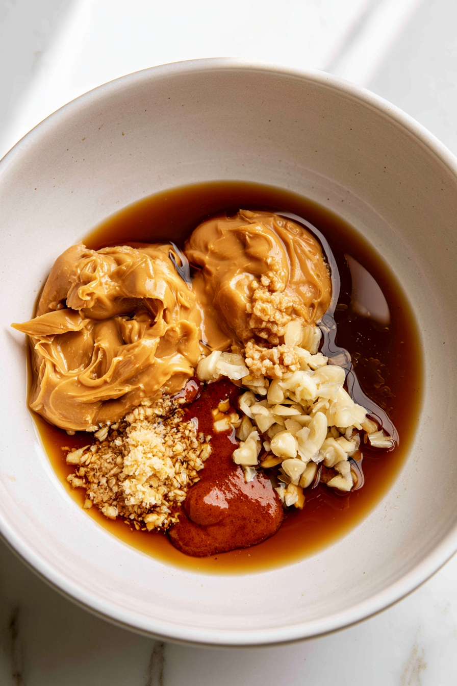 While the noodles cook, prepare the peanut sauce