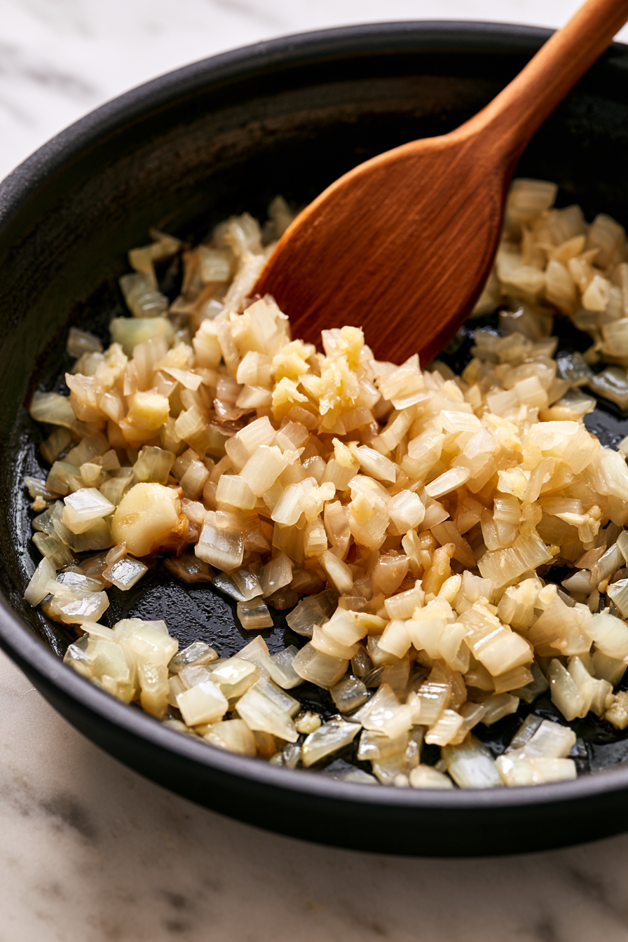 Cook for 2–3 minutes, then add the garlic and ginger and cook for another 30 seconds