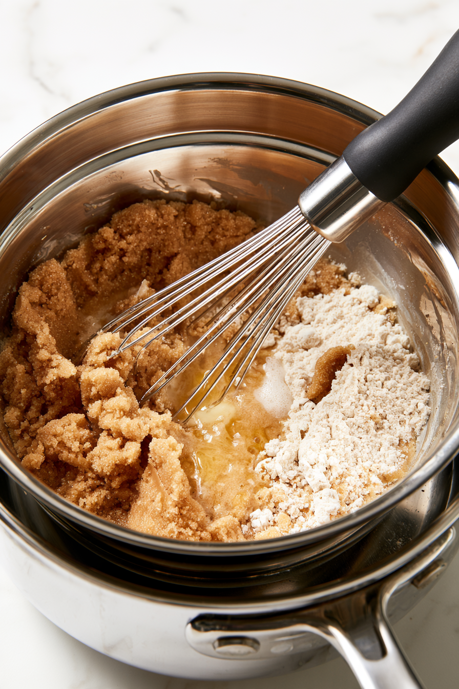 For the filling, combine the brown sugar, cornstarch, flour, butter, and salt in the top of a double boiler
