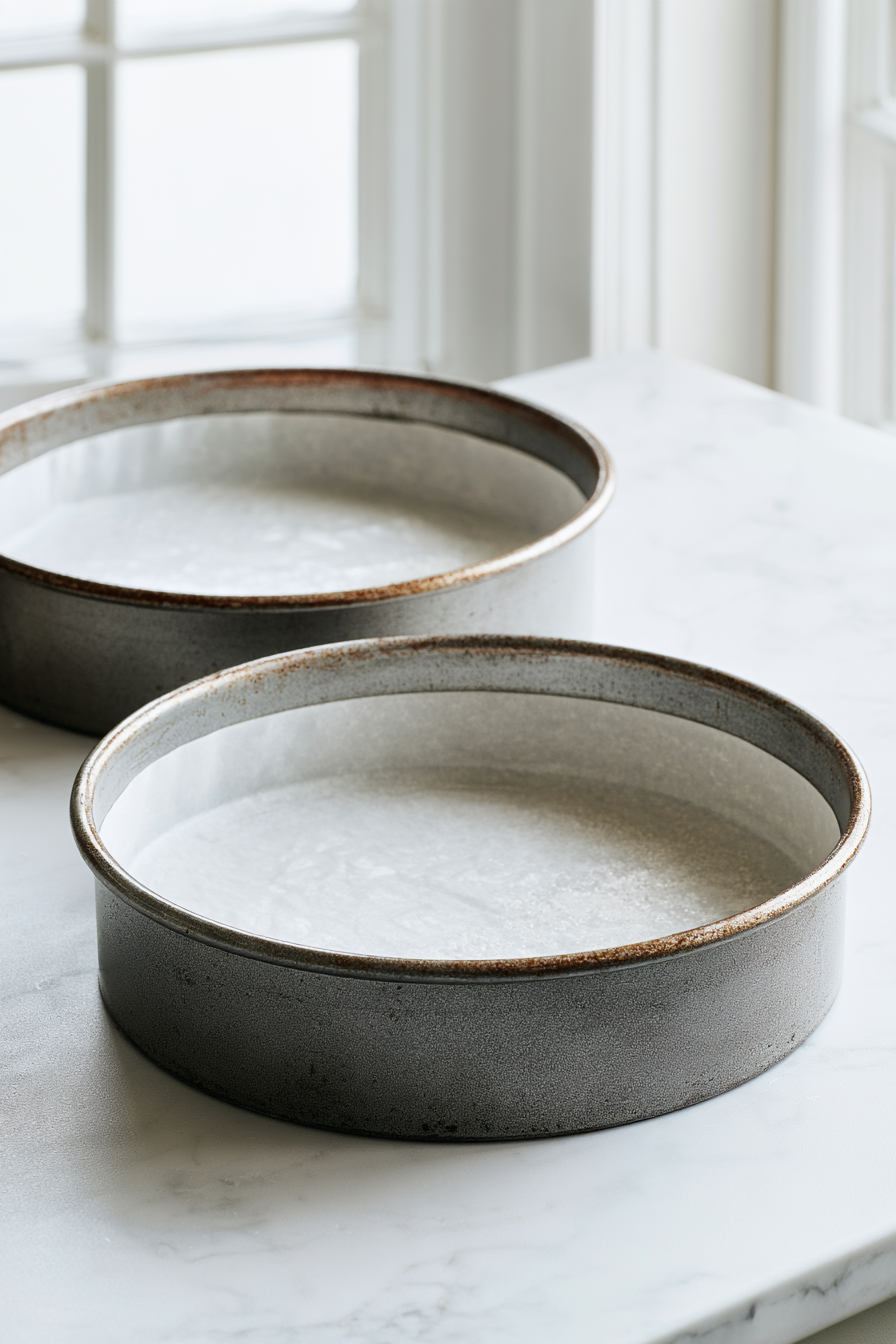 Grease two 8-inch cake pans and line the bottoms with parchment