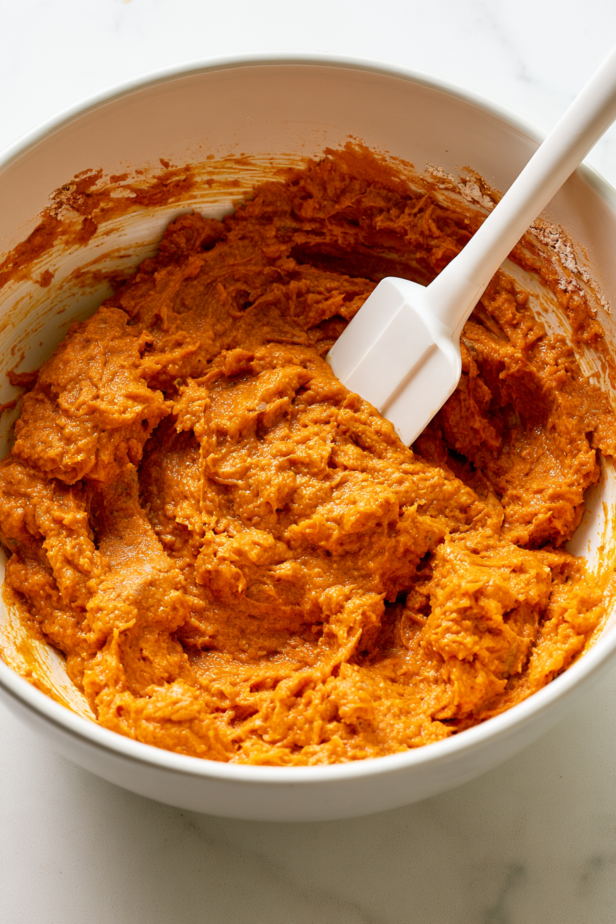 Add the pumpkin mixture to the dry ingredients and stir just until combined. Avoid overmixing to keep the bread tender.