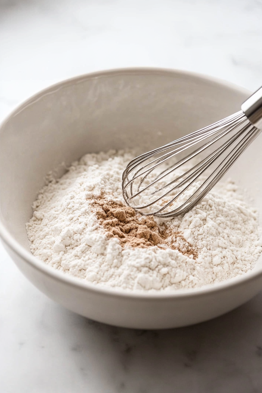 In a separate bowl, whisk together the flour, salt, baking soda, cinnamon, ginger, nutmeg, and cloves