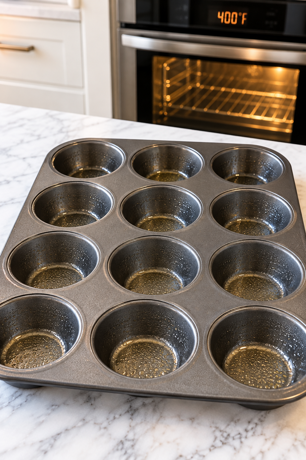 Lightly coat the cavities of a 12-cup muffin pan with nonstick cooking spray