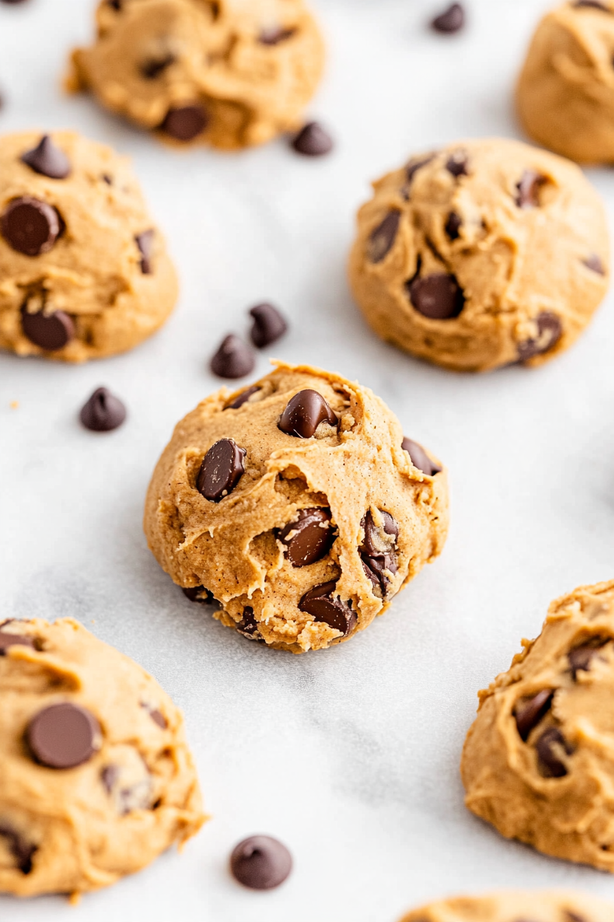Scoop the dough into approximately 1½-tablespoon portions, roll into balls, and place them on the prepared baking sheets