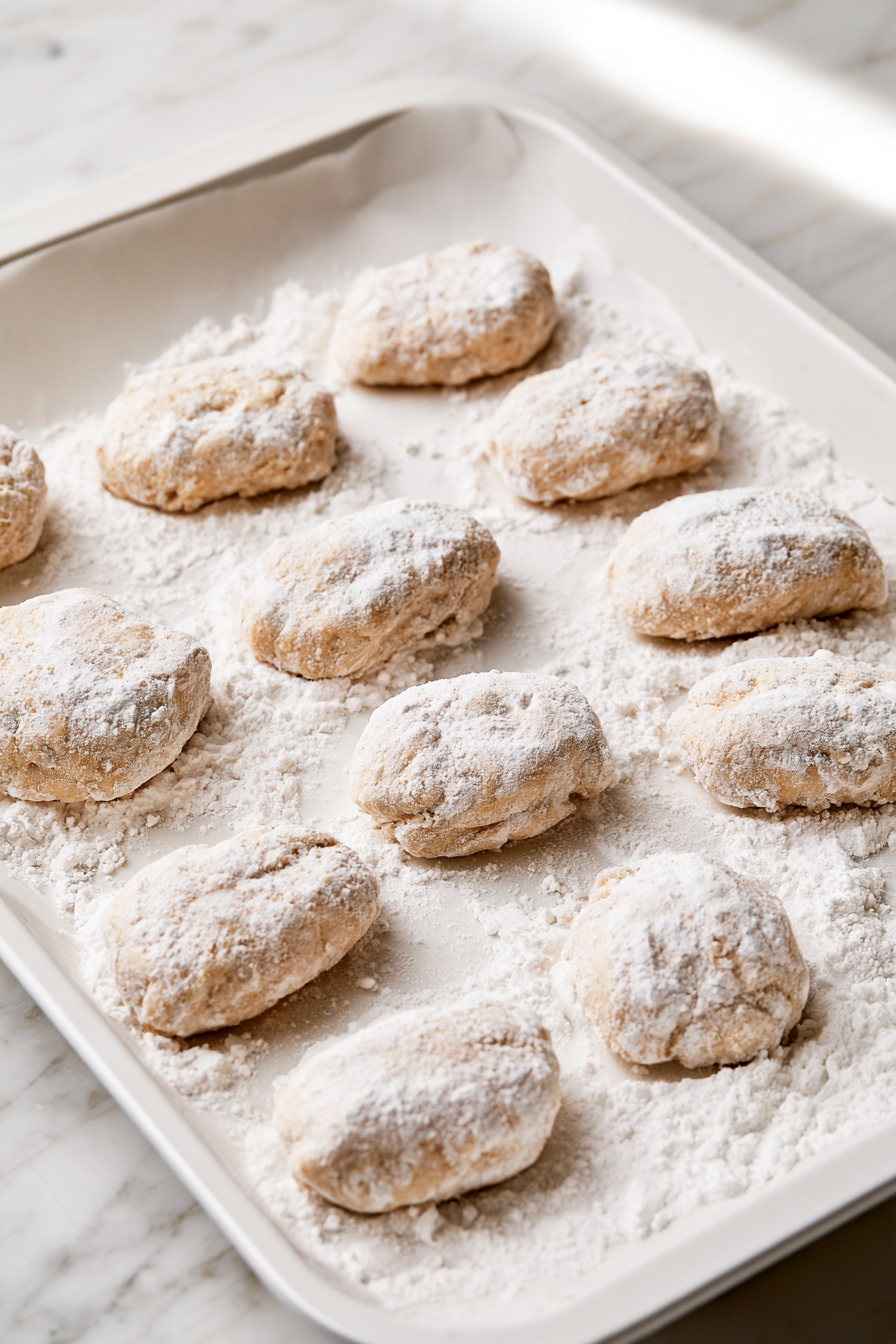 Shape the chicken mixture into 20 nuggets. Lightly coat each nugget with cornstarch and set aside